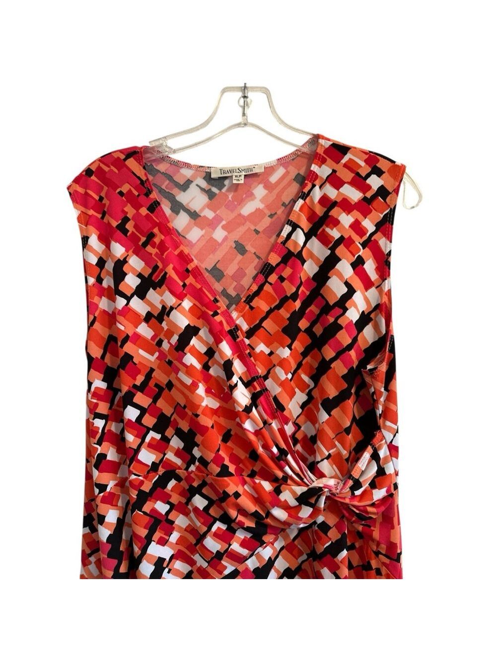 Travel Smith Surplice Bodice Sleeveless Shift Dress Womens XLP PETITE Geometric - Picture 6 of 17
